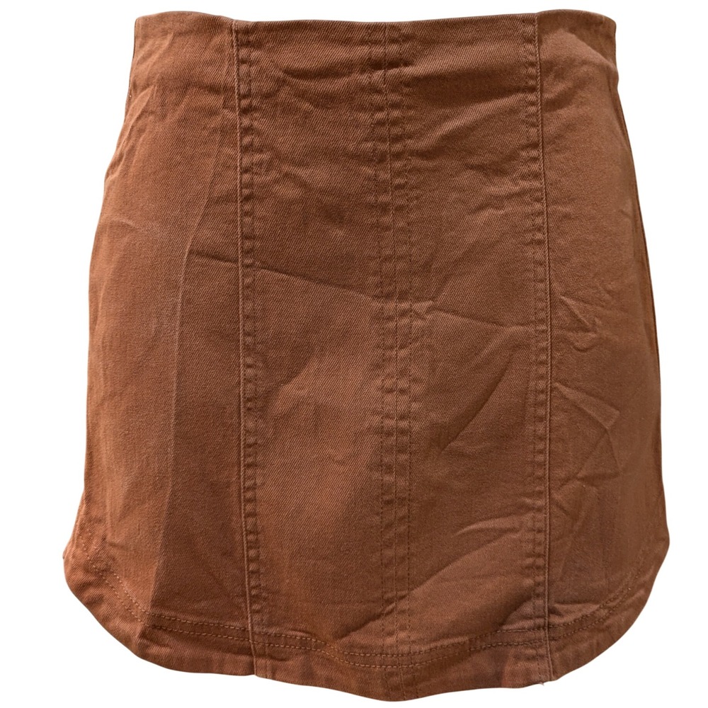 Altar'd State Rust Brown Cotton Blend Mini Skirt High Waist A-Line Size Small